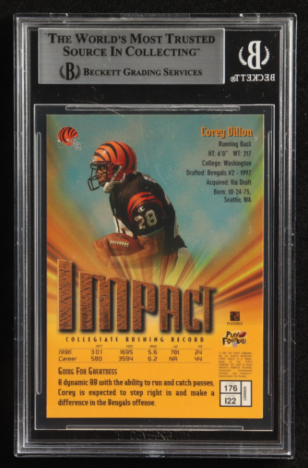 Corey Dillon Signed 1997 Finest #176 RC BGS Authentic Auto