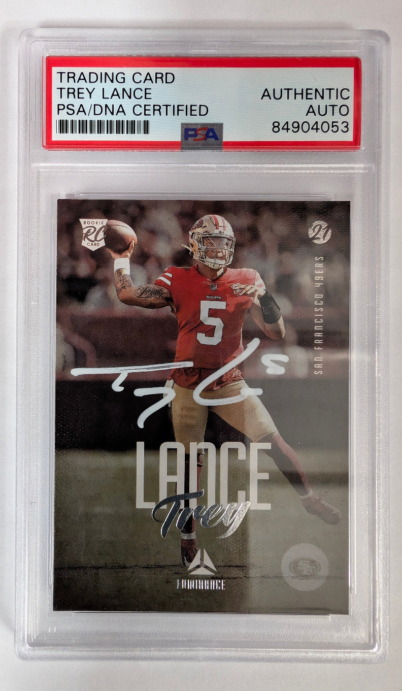 Trey Lance Autographed 2021 Panini Chronicles Luminance PSA Authentic