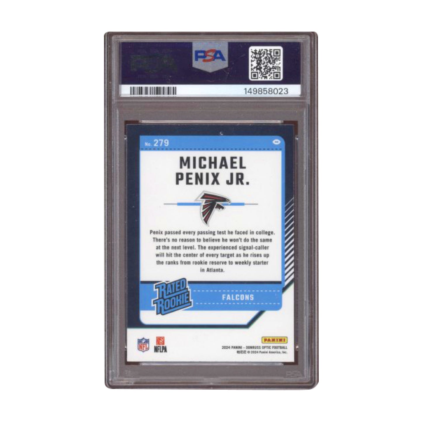 2024 Donruss Optic Michael Penix Jr Rated Rookie #279 Red Ink Auto PSA AUTO 10