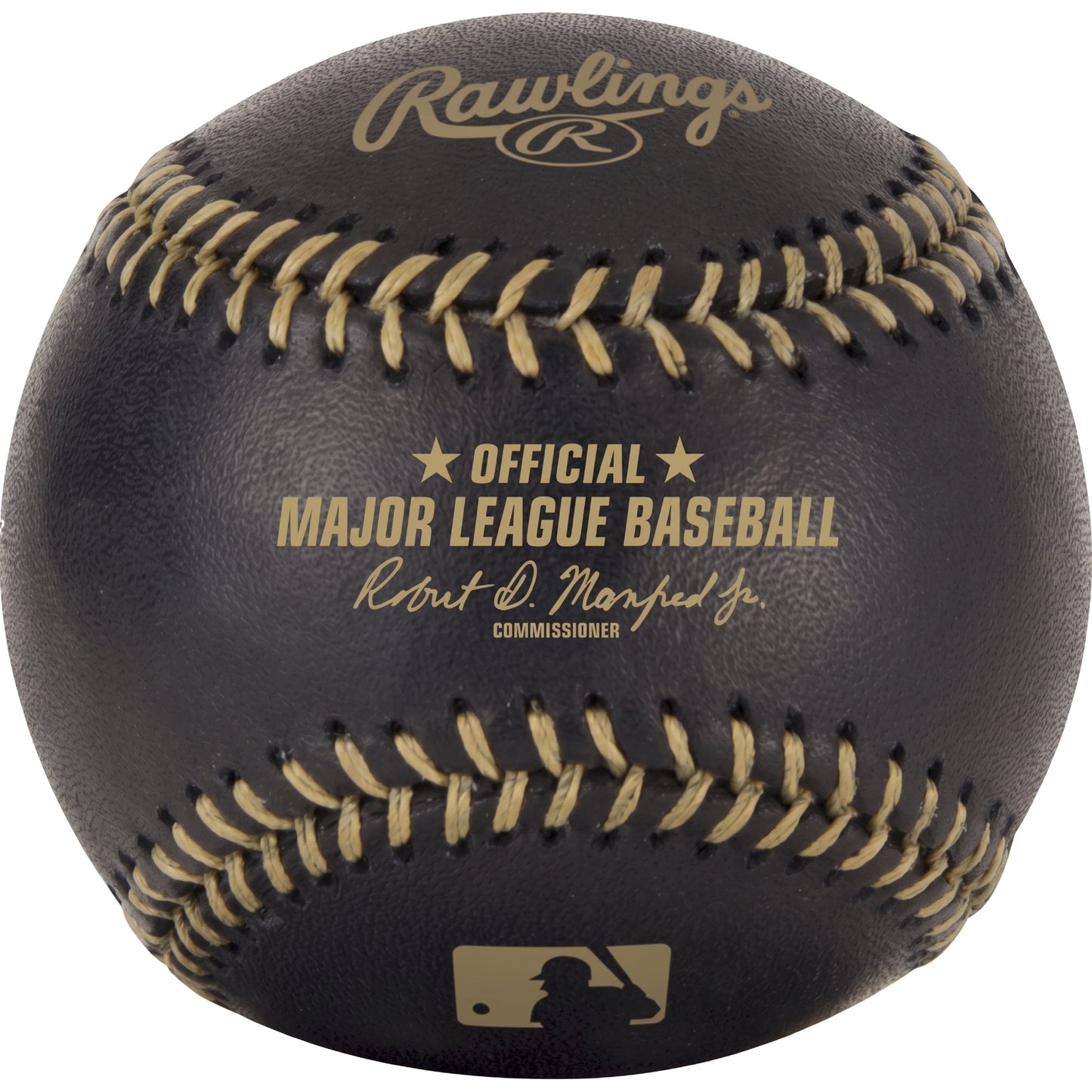 Black Major League BASEBALL - (Black leather w/gold stitching & stamping) - (ROMLBBG) - BLACK &...