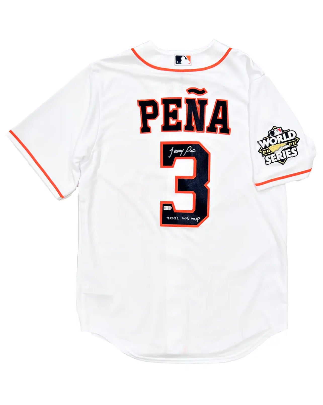 Jeremy Peña Astros Signed 22 WS MVP Inscribed Nike Replica WS Jersey MLB Auth