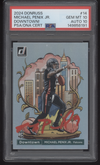 2024 Donruss Michael Penix Jr Downtown #14 Red Ink Auto PSA 10 GEM MT AUTO 10 RC