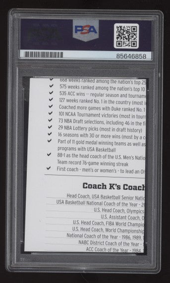 Mike Krzyzewski PSA/DNA Authentic Encapsulated Cut Signature