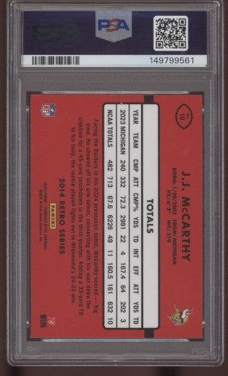 2024 Donruss Optic JJ McCarthy 2014 Retro Series #10 Auto PSA AUTHENTIC