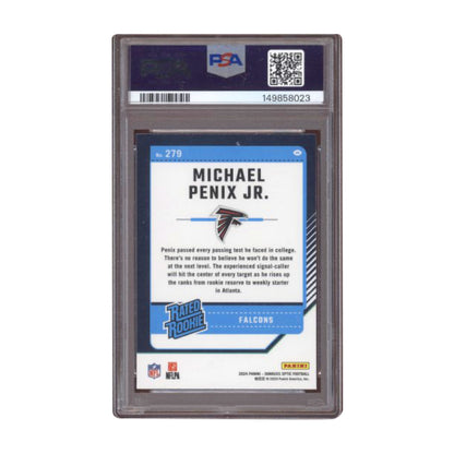 2024 Donruss Optic Michael Penix Jr Rated Rookie #279 Red Ink Auto PSA AUTO 10