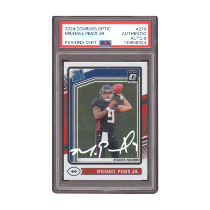 2024 Donruss Optic Michael Penix Jr Rated Rookie #279 White Ink Auto PSA AUTO 9