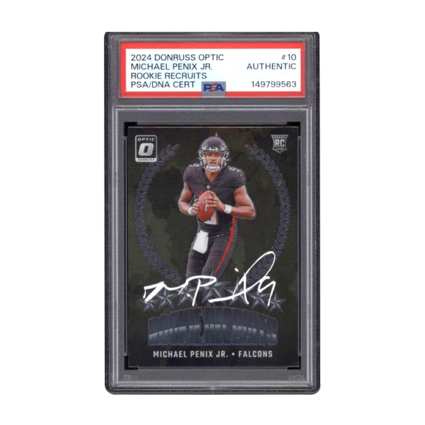 2024 Donruss Optic Michael Penix Jr Rookie Recruits #10 White Auto PSA AUTHENTIC