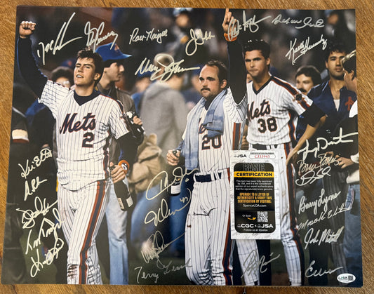 1986 Mets 16x20 Photo #2 JSA COA 20+ Signatures