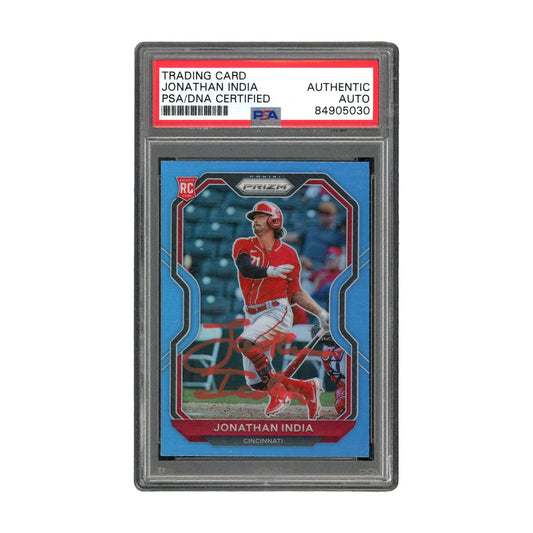 Jonathan India Signed Authentic Panini Prizm Blue RC Reds MLB PSA