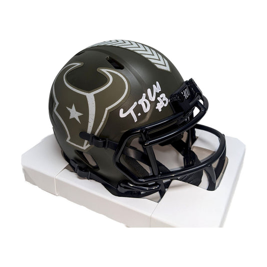 Tank Dell signed Texans 2022 Salute Mini Helmet - BAS