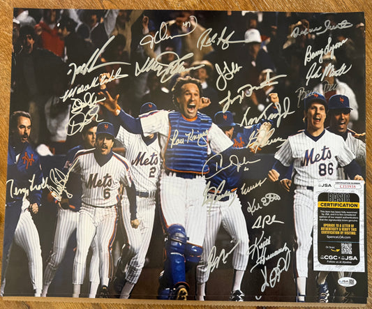 1986 Mets 16x20 Photo #1 JSA COA 20+ Signatures