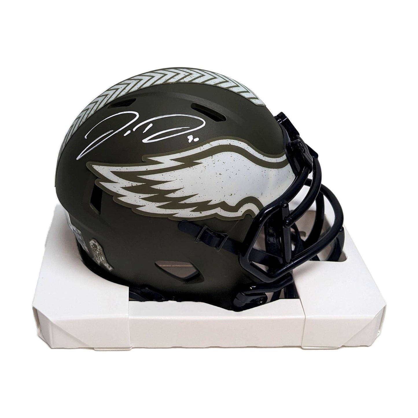 Jordan Davis Autographed Eagles Salute to Service Mini Helmet - BAS