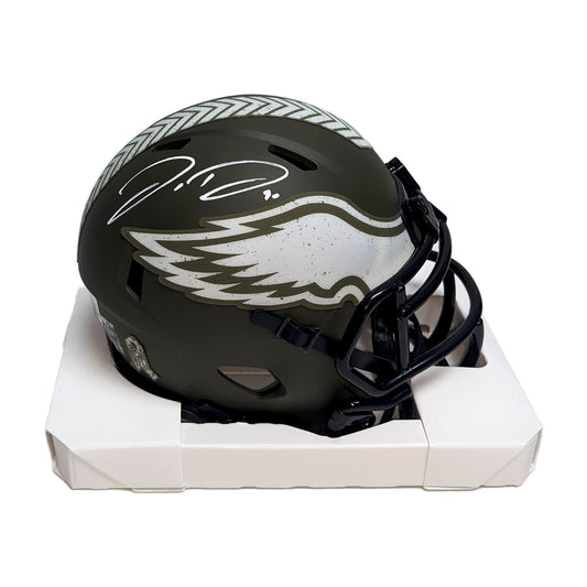 Jordan Davis Autographed Eagles Salute to Service Mini Helmet - BAS
