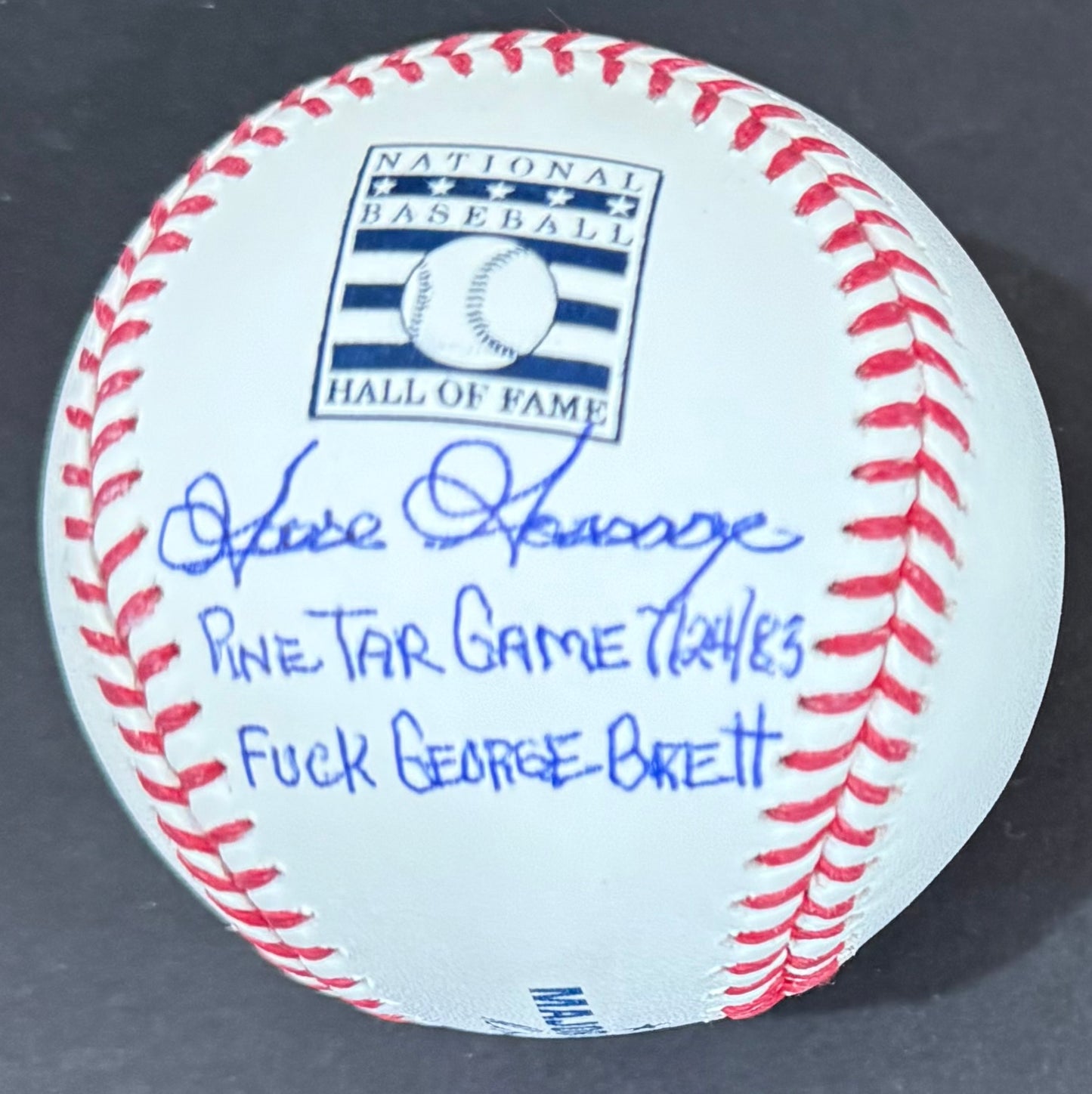 Goose Gossage HOF Logo F George Brett JSA Witness Auth