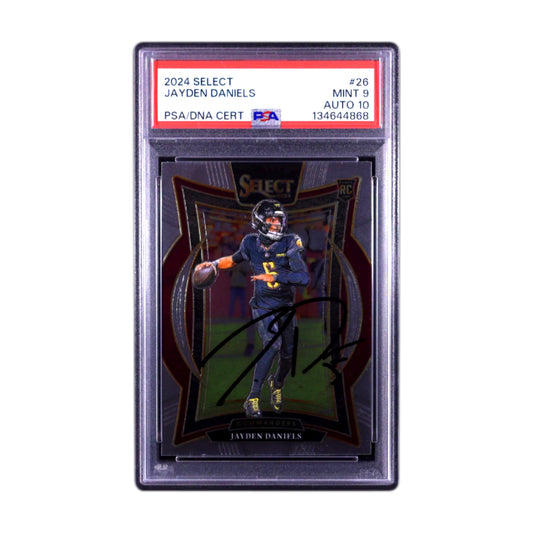 Jayden Daniels Signed 2024 Panini Select #26 RC PSA 9  Auto 10