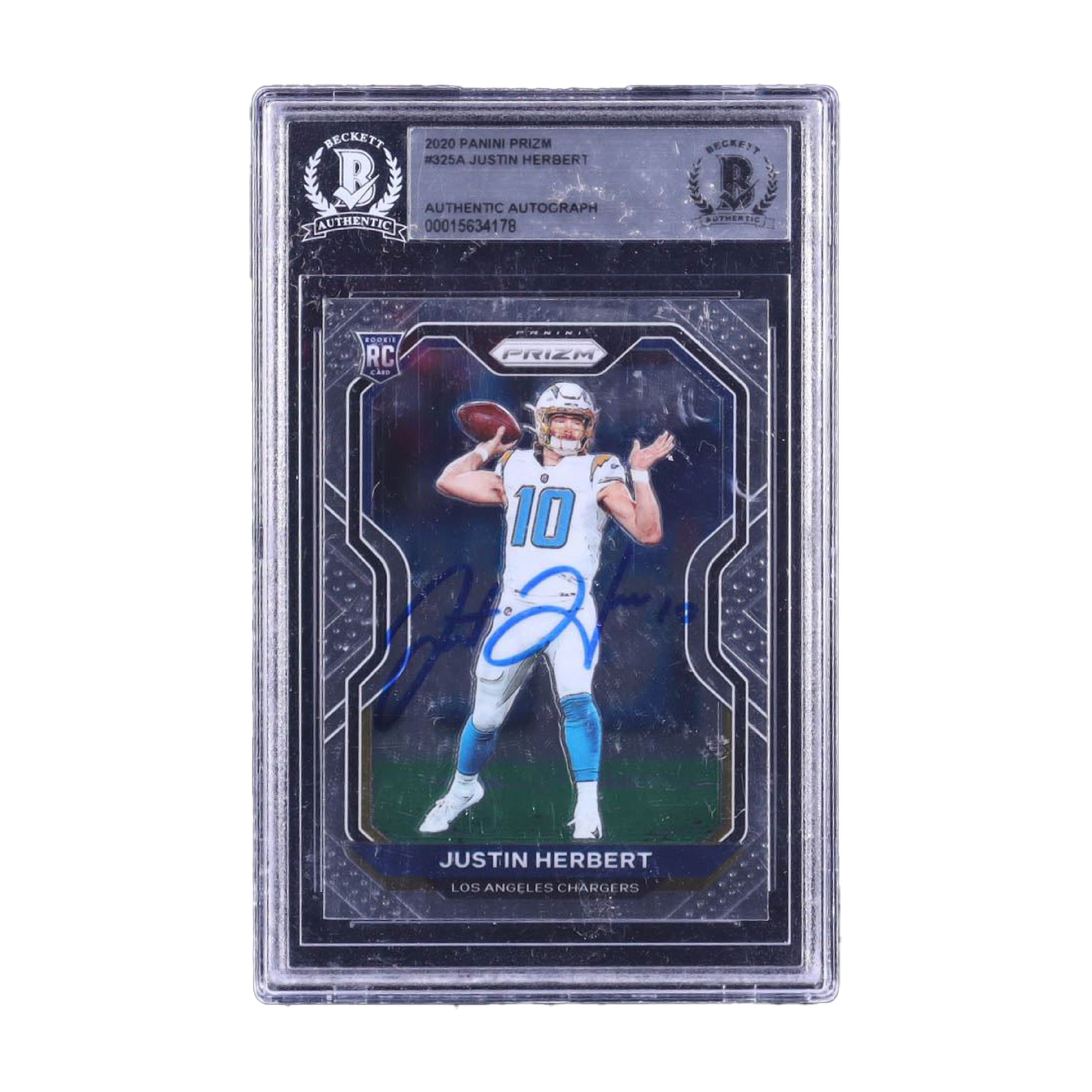 Justin Herbert Signed Authentic Panini Prizm Beckett RC