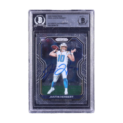 Justin Herbert Signed Authentic Panini Prizm Beckett RC