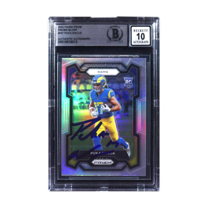 Puka Nacua Signed 2023 Panini Prizm Silver Prizms #357 RC BGS Auto 10