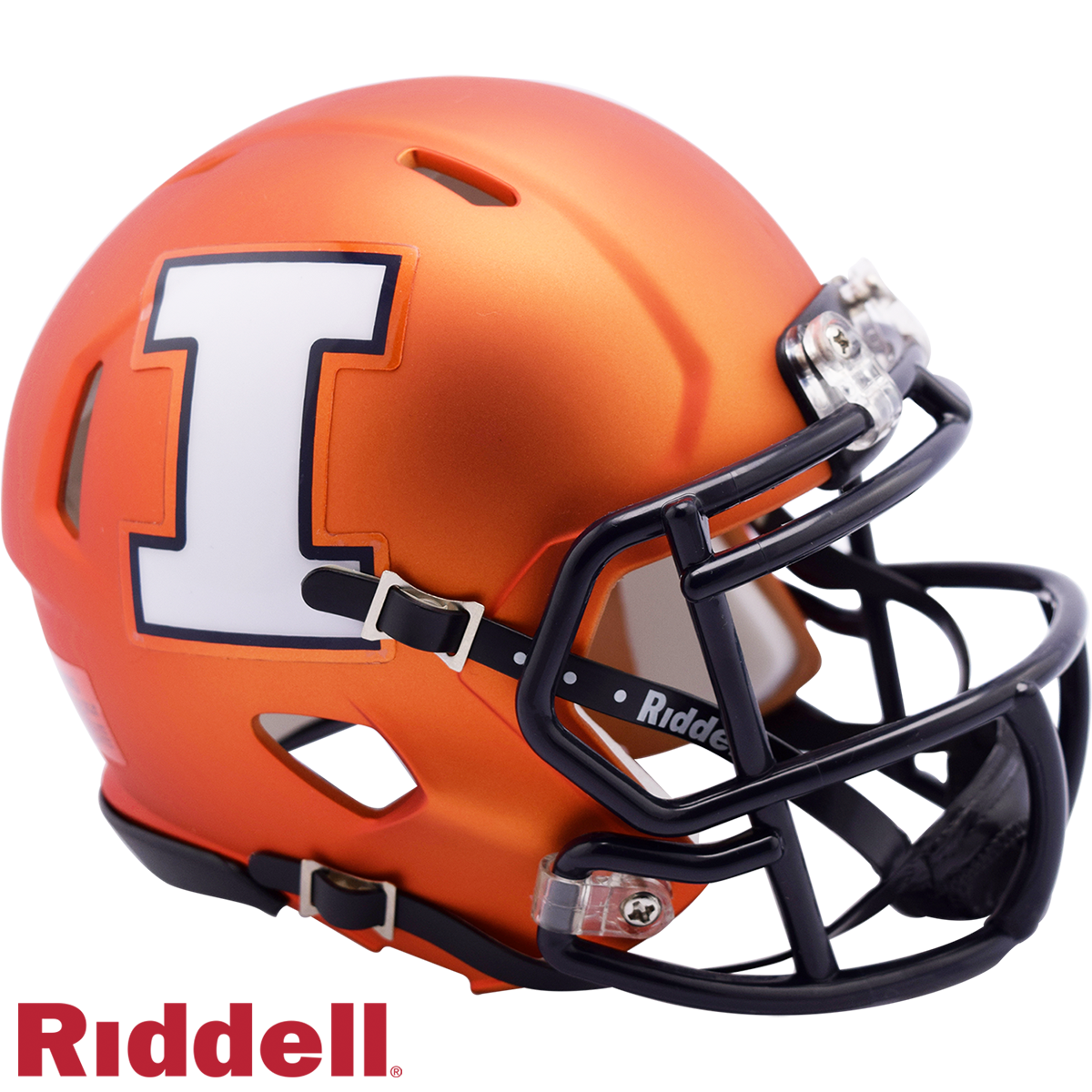 Illinois Matte Orange Pearl w/ White "I" Speed  Mini Football Helmet