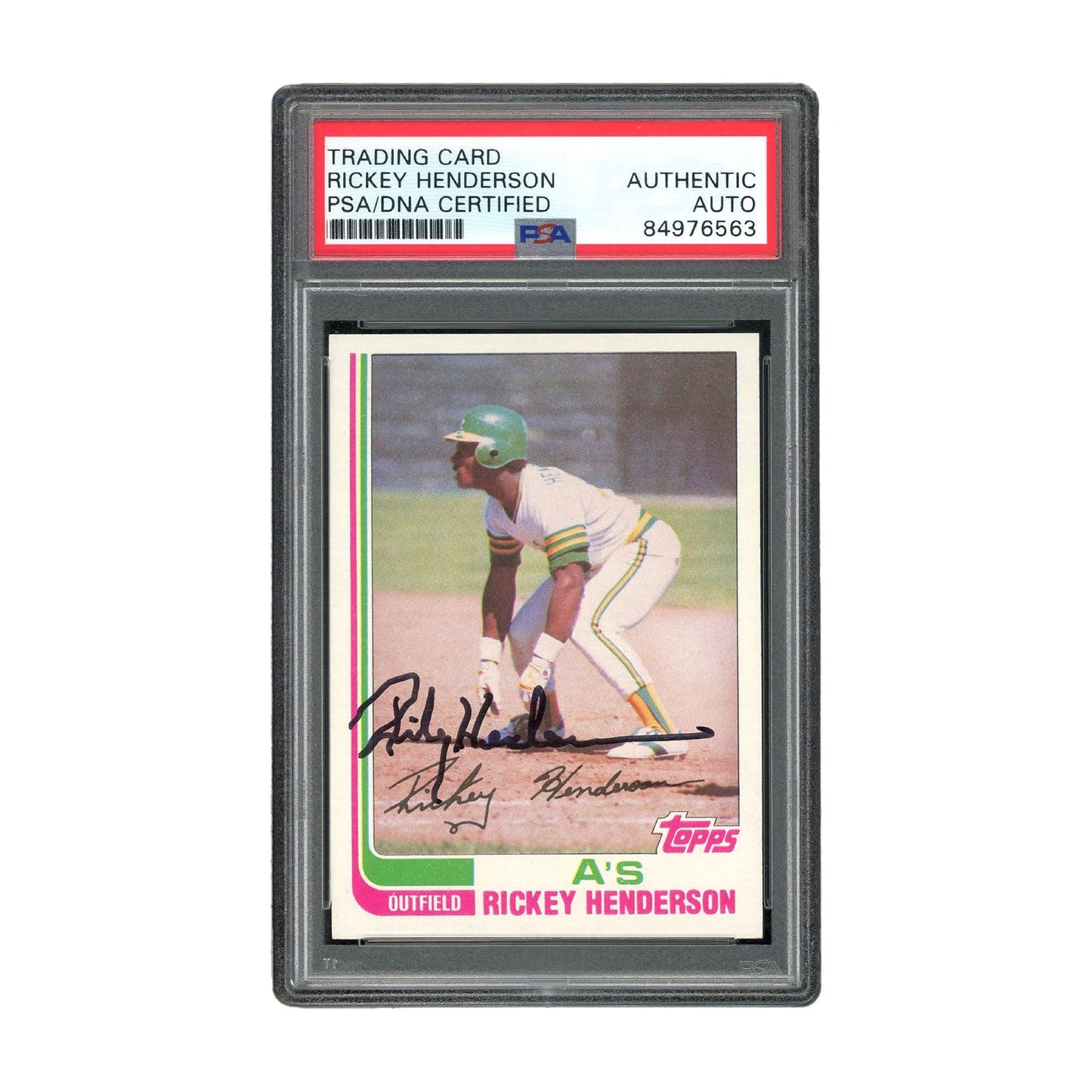 Rickey Henderson Autographed 1982 Topps Card Authentic Auto - PSA