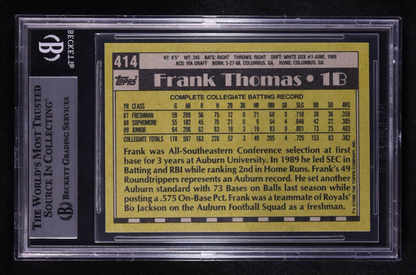 Frank Thomas Signed 1990 Topps #414 RC Beckett Authentic Autograph