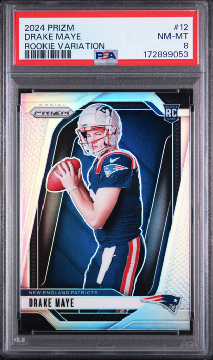 2024 Panini Prizm Drake Maye Rookie Variation #12 RC PSA 8 NM-MT Patriots