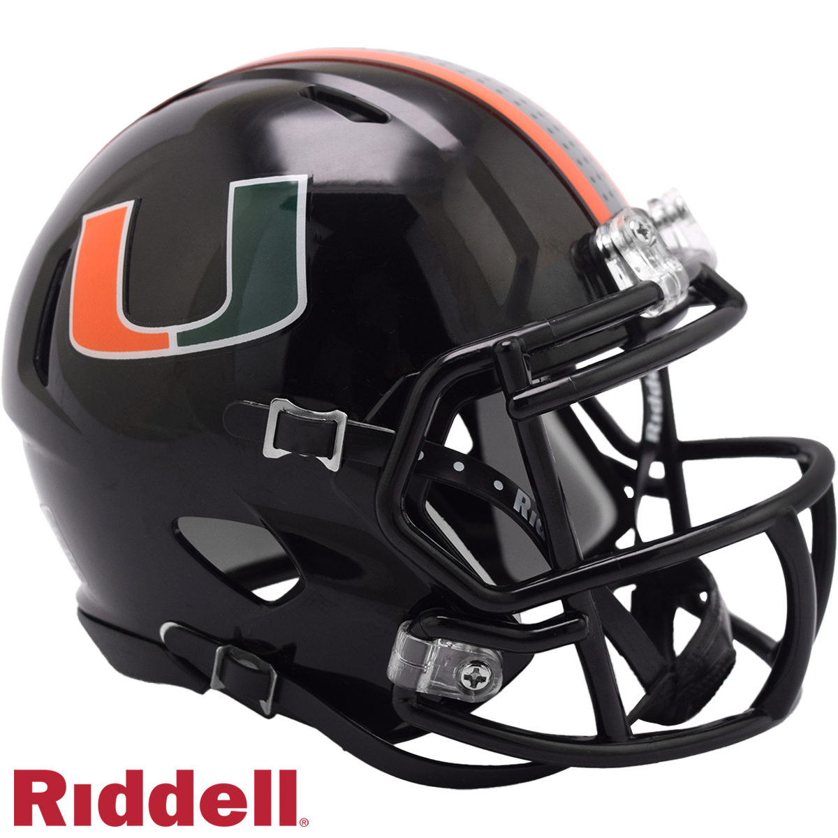 Miami Hurricanes Black Matte Speed Mini Football Helmet