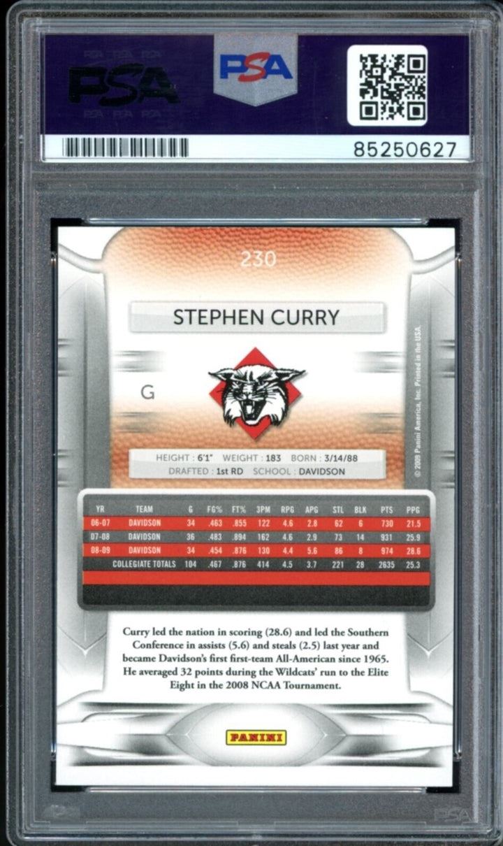 Stephen Curry 2009 Panini #230 PSA/DNA 10 Auto