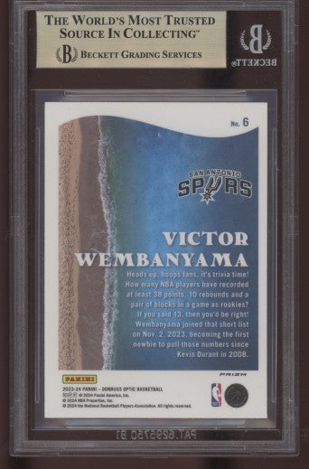 2023-24 Donruss Optic Splash Purple Prizm #6 Victor Wembanyama BGS 9.5 Gem Mint