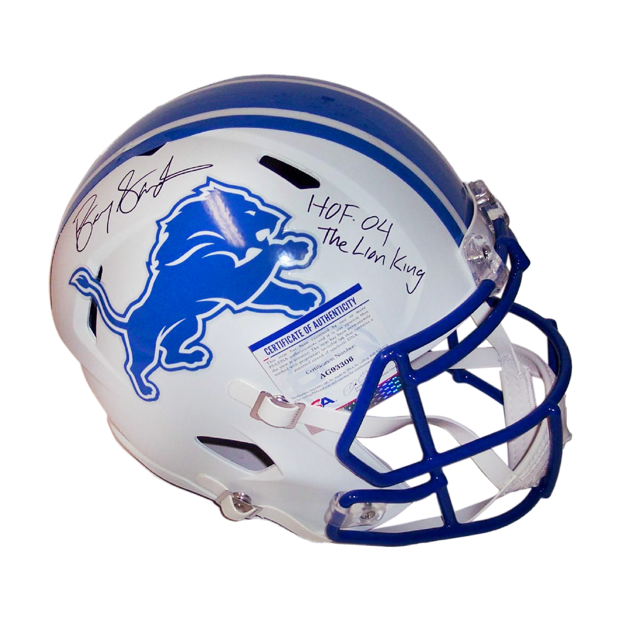 Barry Sanders Autographed Detroit Lions Full Size Authentic AMP Helmet