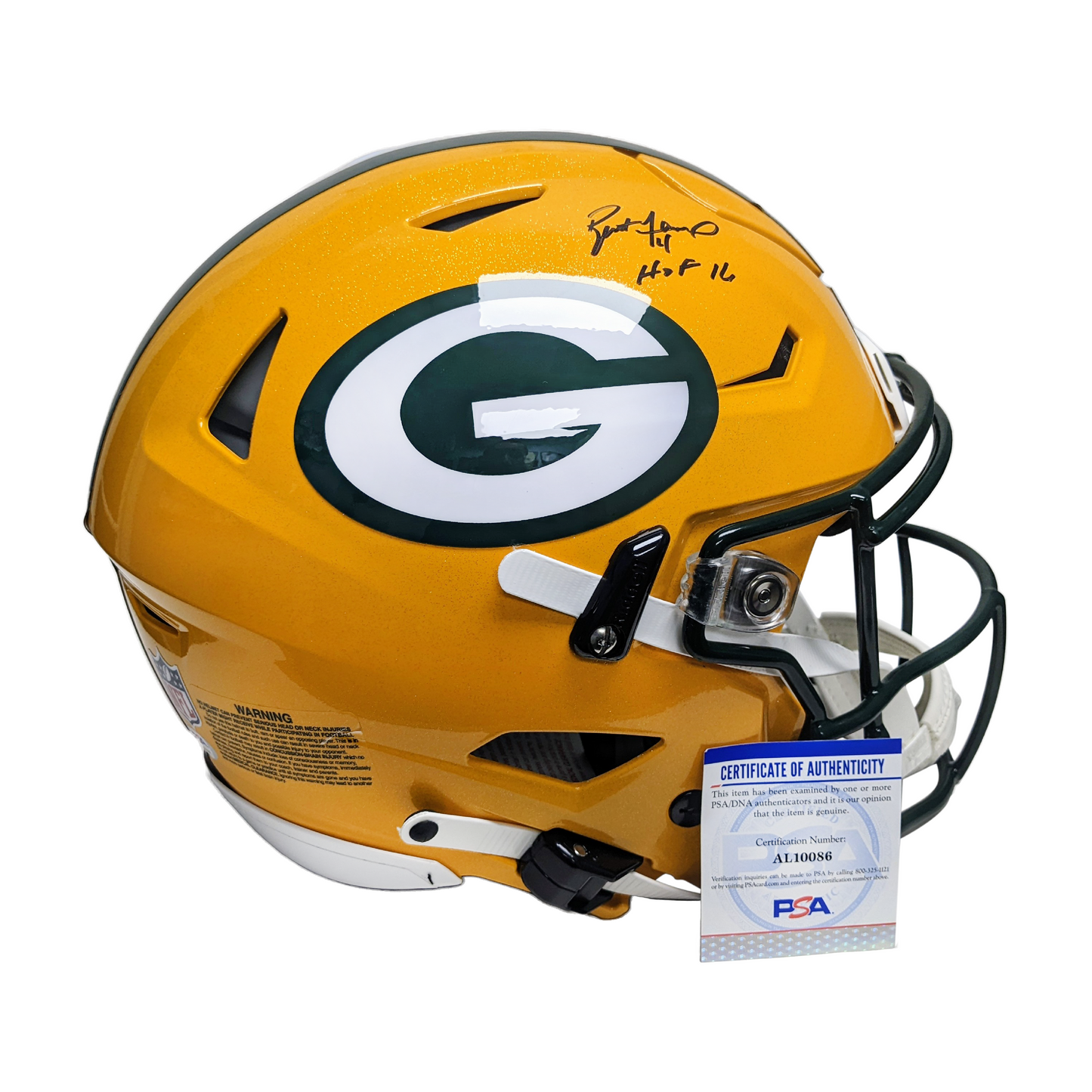 Brett Favre Autographed Green Bay Packers Riddell Flex Full Size Authentic Football Helmet - HOF 16 PSA