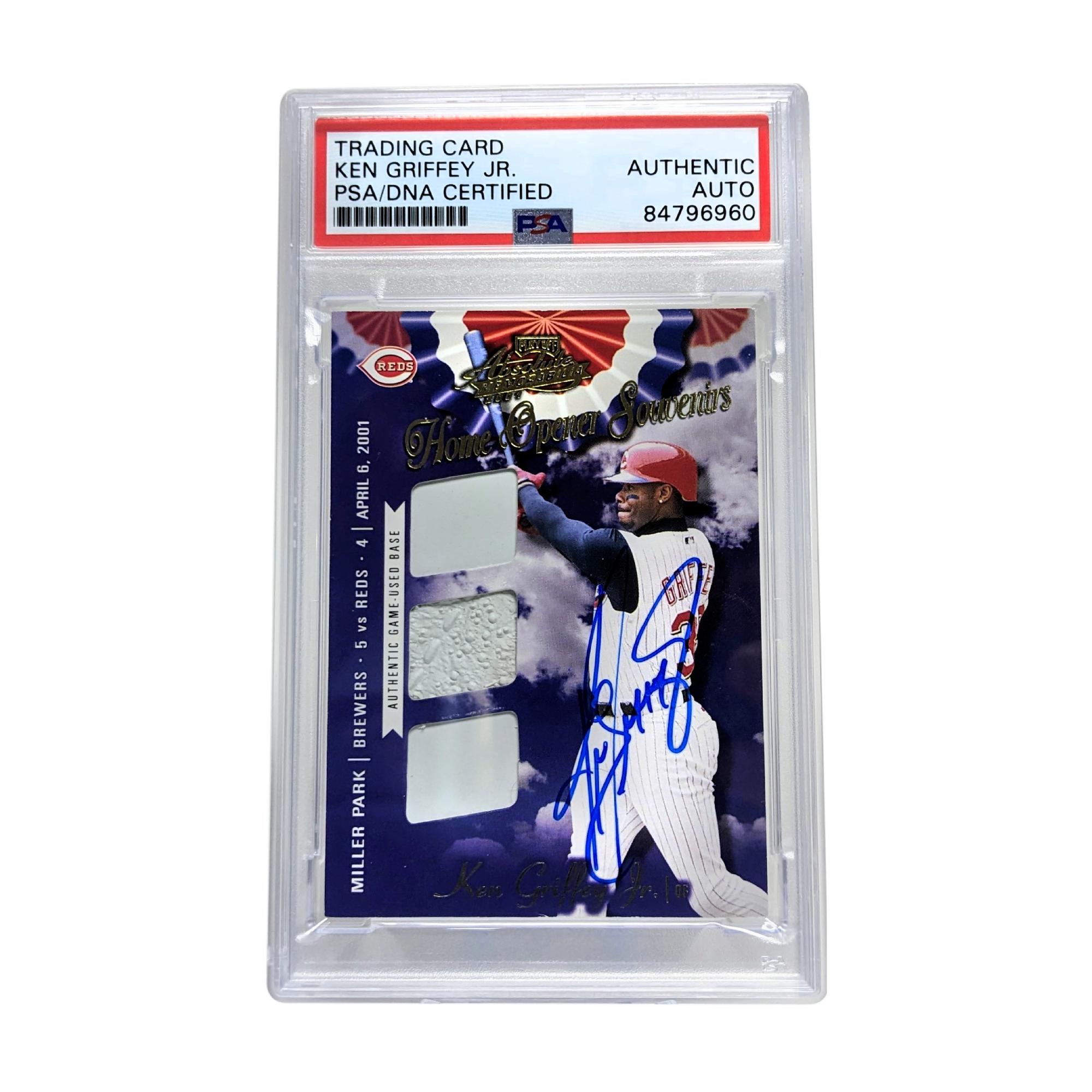 Ken Griffey Jr 2001 Upper Deck All Star Game Salute Game Used Jersey Relic  Autographed Card - PSA Encapsulated Authentic Auto