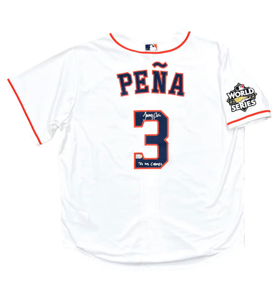 Jeremy Peña Astros Signed 22 WS Champs Inscribed Nike Replica WS Jersey MLB Auth
