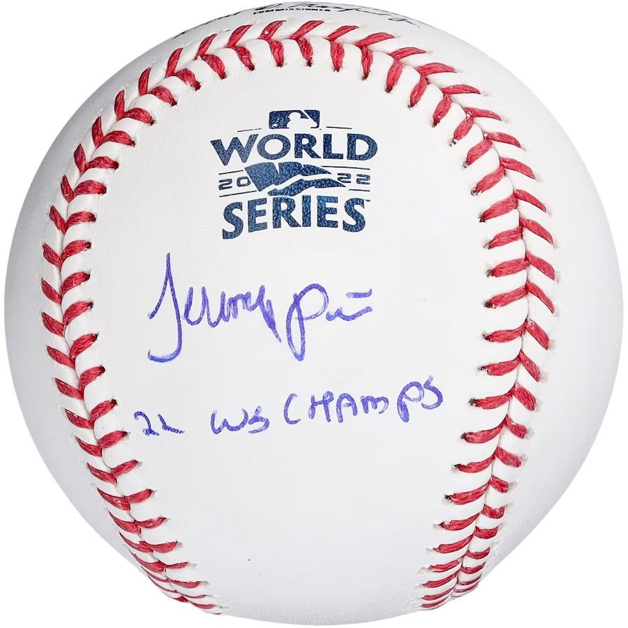Jeremy Peña Astros Signed 22 WS Champs Inscribed 2022 WS Baseball